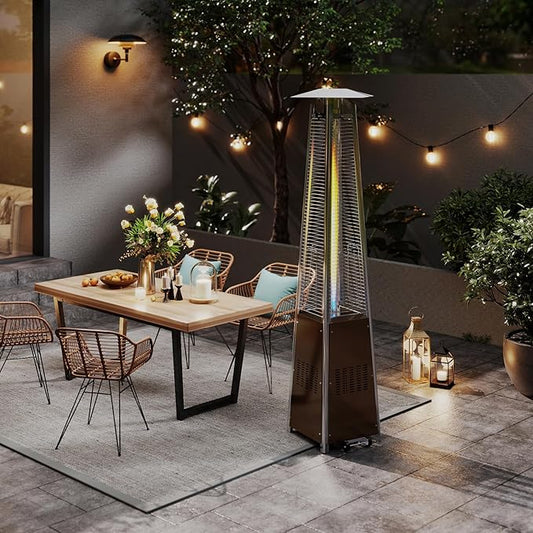 Kingdura 48,000 BTU Pyramid Patio Heater with Cover & Wheels, Outdoor Patio Heaters for Outdoor Use, Triple Safety Protection, 87" Quartz Glass Tube Propane Heater for Deck Backyard Commercial Balcony
