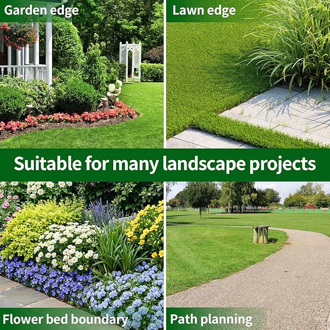 4 in x 25 Ft Garden Landscape Edging, No Dig Garden Edging Border Kit with 46 Pcs Spikes for Flower Bed Lawn Yard Grass Brown