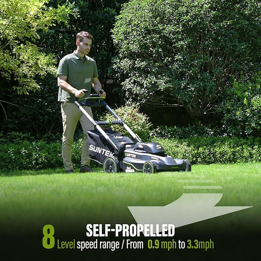 SUNTEK 40V 21-Inch Cordless Lawn Mower, Upgarded Battery Powered Self-Propelled Lawn Mowers, 2 x 4.0Ah Lithium-ion Battery and Rapid Charger Included, Digi-Brushless, APP Compatible, SLM4521