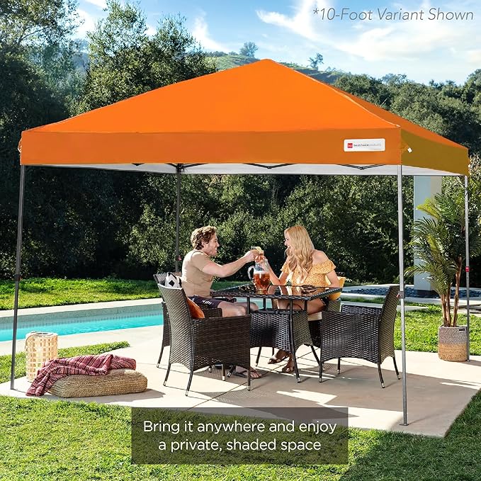 Best Choice Products 8x8ft 1-Person Setup Pop Up Canopy Tent Instant Portable Shelter w/ 1-Button Push, Case, 4 Weight Bags - Orange