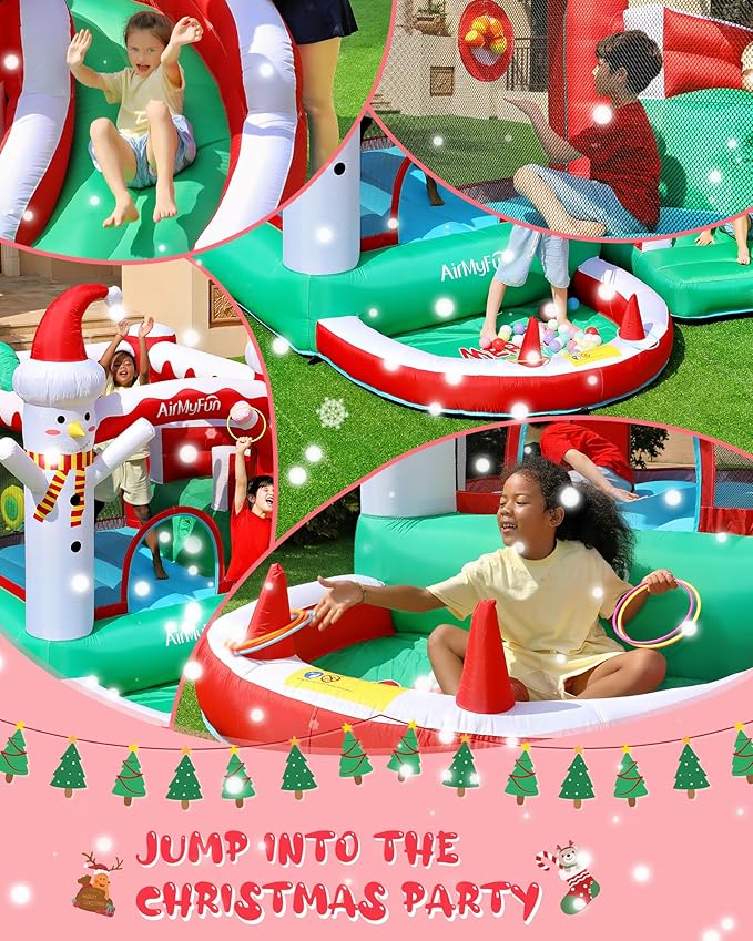 AirMyFun Christmas Theme Inflatable Bounce House, Independent Fan Rapid Expansion - Holiday Fun Magic, let Joy Jump into The House!