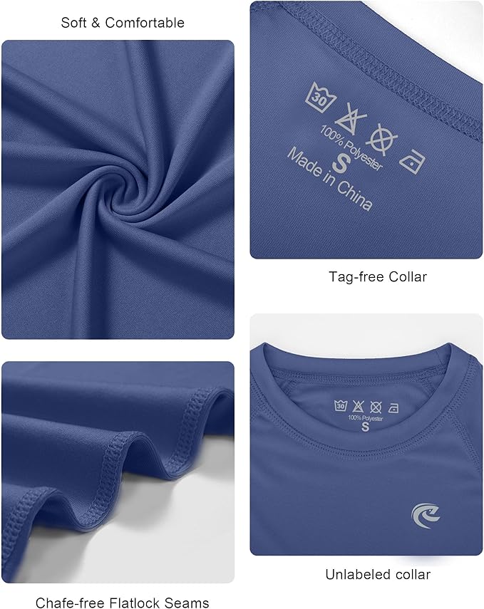 Boys UPF 50+ Swim Shirt Long Sleeve, 1 or 2 Pack UV Sun Protection Rash Guard, Youth Kids SPF Water Shirts for Beach Surf