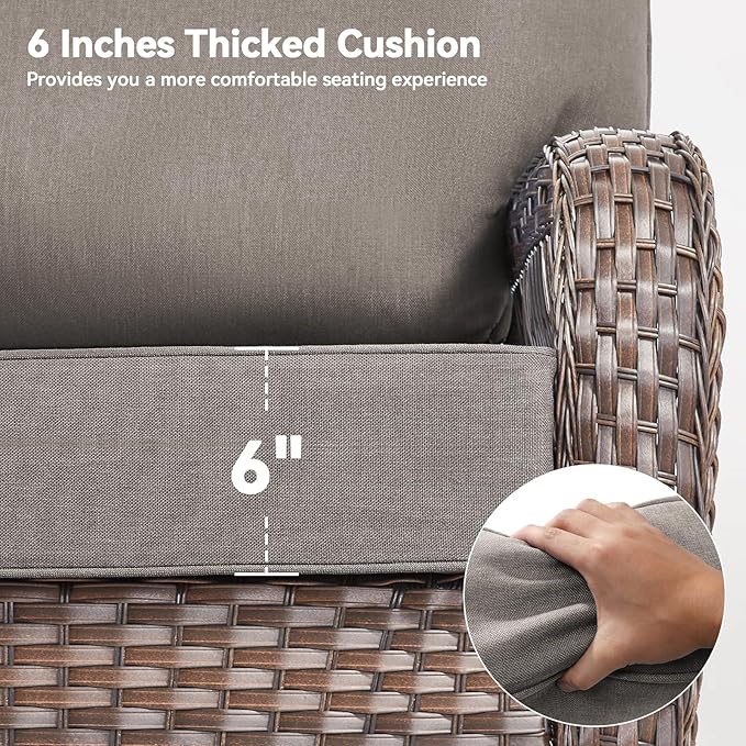 6" Thick Outdoor Cushions 24x24x6, 8-Set Deep Seat Patio Cushions with Removable Cover, Waterproof & Fade Resistant Replacement for Wicker Chair, Loveseat, Sofa - Grey