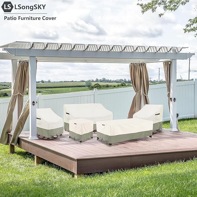 Outdoor Swivel Lounge Chair Cover 2 Pack,(35 W x 37 D x 38.5 H inches) 100% Waterproof Heavy Duty Outdoor Chair Covers,Patio Furniture Cover for Swivel Patio Chair,Beige