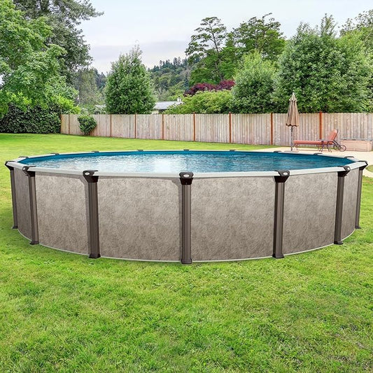In The Swim 24' Round Above Ground Swimming Pool - Epic Package - Featuring: Sand Filter, Pump System and A-Frame Ladder