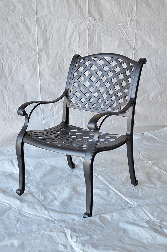 Nassau Outdoor Patio 9-pc Dining Set 64 X 64 Cast Aluminum (9-pc Set (with 8 Regular Chairs), Premium Fabric Sesame Cushions)