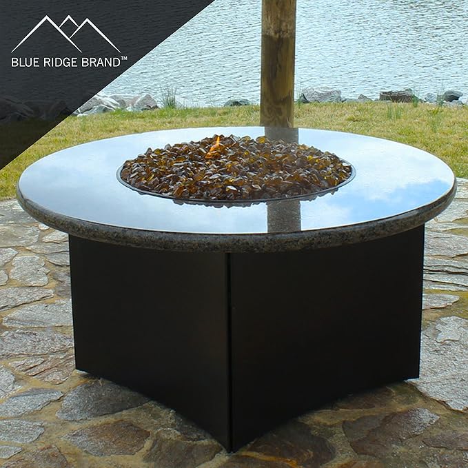 Fire Pit Glass - Fire Glass for Fire Pit - Firepit Glass Rock - Glass Stones - Fire Pit Glass Rocks - Gas & Propane Fire Pit & Fireplace Glass (10 Pound, Light Amber)