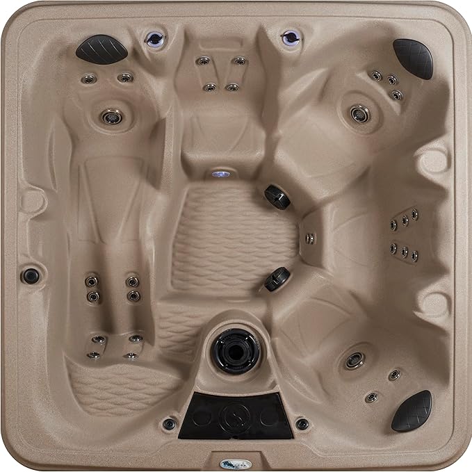 AquaLife Palm Beach™ 5-6 Person 30-Jet Lounger Hot Tub with LED Lighting, Insulated Cover, Built-in Ice Bucket, Stainless Steel Heater and Ozonator