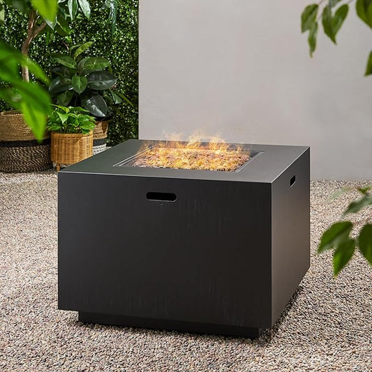 Propane Fire Pit Table, 31 Inch Firepits for Outside, Square Gas Fire Pit for Outside Patio, Propane Fire Table, Tank in Side, 50000BTU, Dark Gray