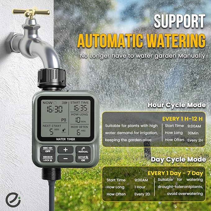 Water Timer for Garden Hose - Programmable Sprinkler Timer | Water Hose Timers with Automatic, Manual and Rain Delay Mode | Watering Timers for Garden, Lawns, Greenhouses, Backyard