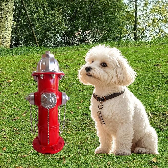 SHGYIBRISK Fire Hydrant for Dogs to Pee On: Dog Fire Hydrant Pee Post Outdoor - 13" Training Post Statue for Yard Garden (Red-Silver)
