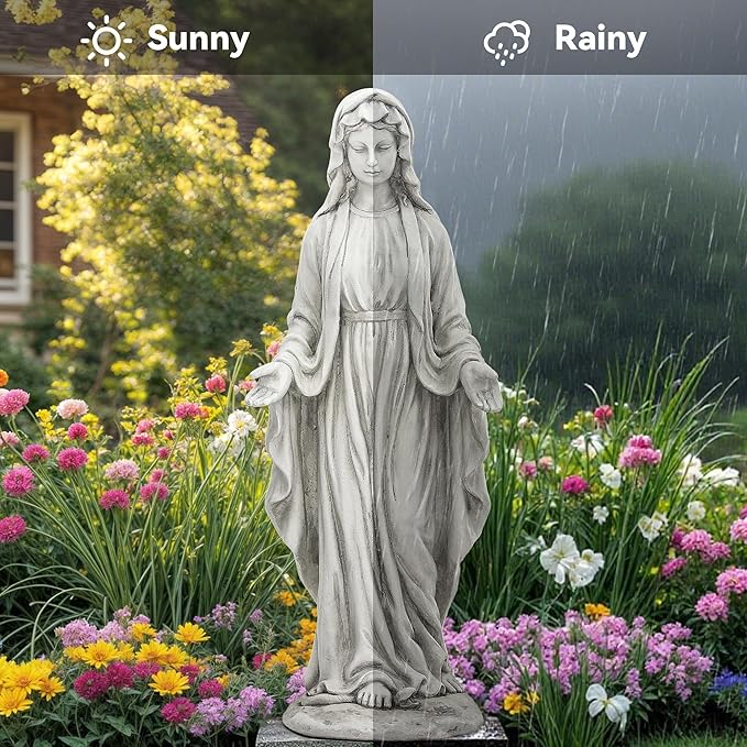 Ultym Virgin Mary Statue Outdoor, Large 30 Inch Religious Garden Statue, Blessed Mother Mary Statues Catholic, Durable Weather MGO Stone Sculptures Decor, Lawn Art for Home,Yard,Patio,Forch