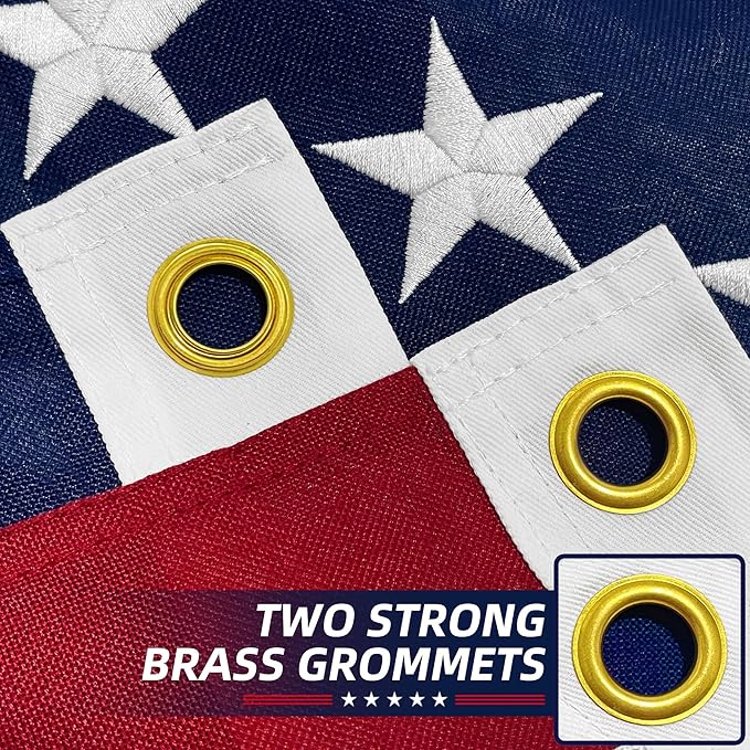 Premium American Flag 5x8 Ft TearProof Series for Outside, Heavy Duty Outdoor，Longest Lasting, Super Tough Fade Resistant Spun Polyester, High Wind US Outdoor Flags Embroidered Stars, Sewn Stripes, Brass Grommets