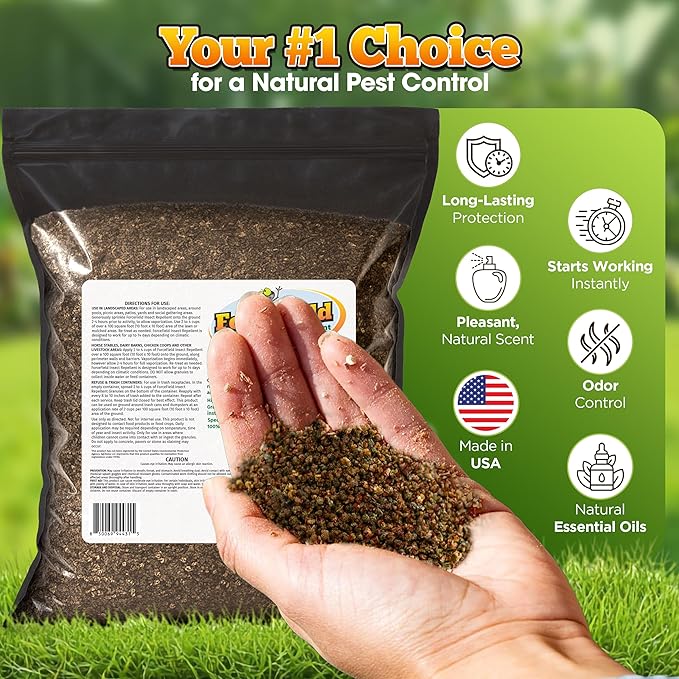 ForceField Natural Flea, Mosquito Yard Treatment - Repellent Granules for Backyard Mosquito Control | Pet Safe, DEET-Free Outdoor Control | Long-Lasting Barrier for Lawns, Patios, & Barns 8 LB
