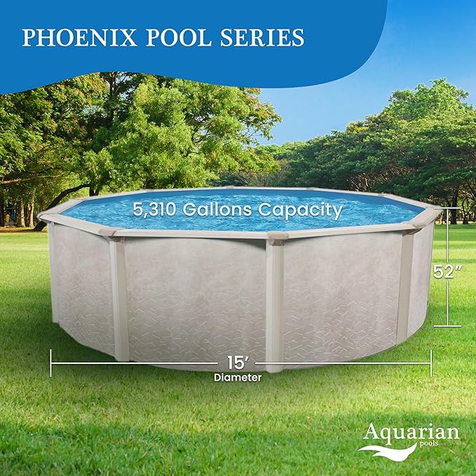 Aquarian Steel-Frame Above-Ground Pool Kit w/ Sand Filter & Pump, Phoenix, 15'