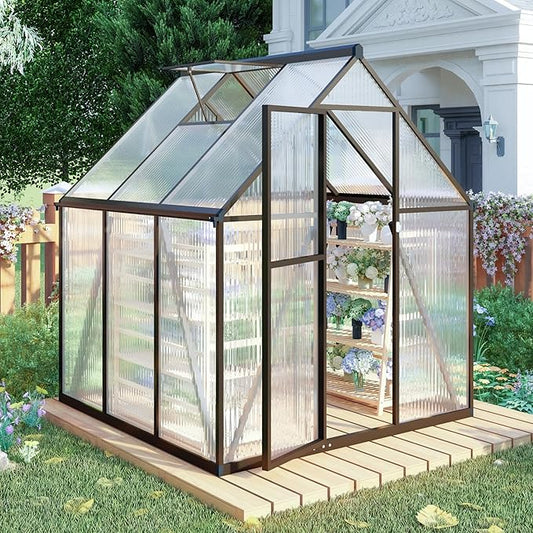 6x6 FT Greenhouse for Outdoors,Green House for Outside,Dark Gray