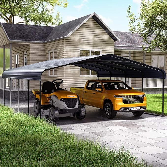 20x20 Heavy Duty Carport – Metal & Portable 20x20 Carport, Heavy-Duty RV Shelter, Car Port, Garden Shed & Weatherproof Storage Solution