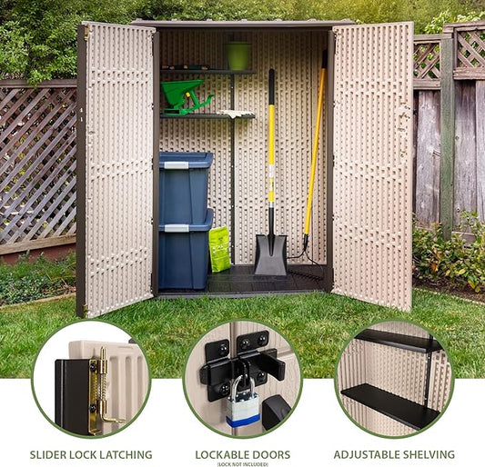 LIFETIME 60326 Vertical Storage Shed, Pack of 1, Desert Sand