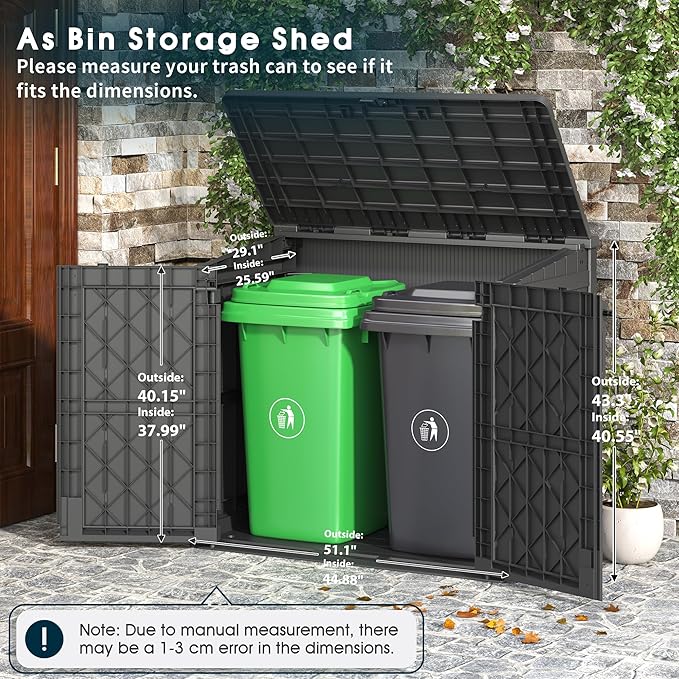 LHBcraft Outdoor Storage Cabinet 36 Cu Ft with Lockable Doors, Portable Horizontal Resin Storage Shed -Easy to Assemble, Waterproof Outdoor Storage Box for Backyards,Patios Black