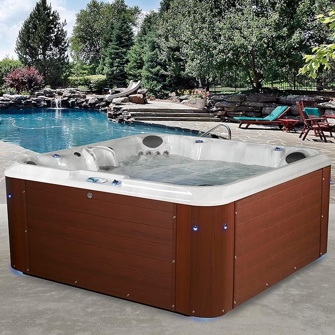Amplified 100-Jet 6-Person Lounger Spa with Bluetooth Stereo and 3 Pumps by Essential Hot Tubs