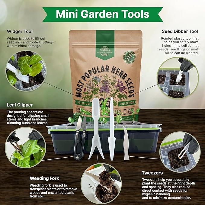 25 Most Popular Herb Seeds Variety Pack - 11,700 Non-GMO Heirloom Seeds for Planting Herbs in Individual Seed Packets for Hydroponic, Indoor & Outdoor Gardening