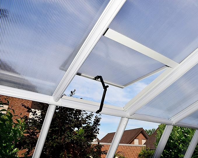 Palram Canopia Rion Sun Room 6 Ft. x 14 Ft. Solarium, Lean-to Greenhouse DIY Kit, Attach to House, Large Twin Wall Polycarbonate, 100% UV Protection for Porch, Patio Outdoors with Window Vent (White)