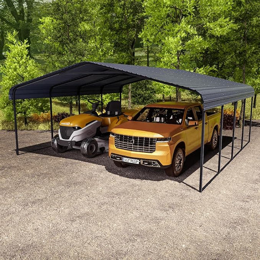 20x20 Heavy Duty Carport – Metal & Portable 20x20 Carport, Heavy-Duty RV Shelter, Car Port, Garden Shed & Weatherproof Storage Solution