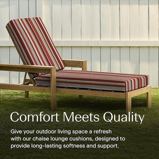 Honeycomb Outdoor Heritage Chaise, 22.5" W x 70" L, Stripe Brick Chair Cushion for Patio Furniture