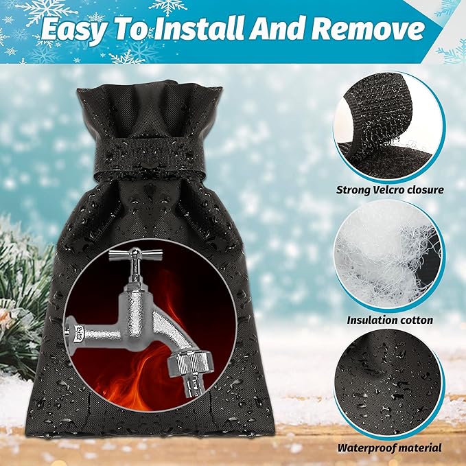 Outdoor Faucet Covers for Winter 4 Pack Faucet Cover Freeze Protection Insulated Anti-Freeze Waterproof Material Reusable Faucet Cover Socks for Various Faucet Spigot,Pipe,Garden Hose Bib