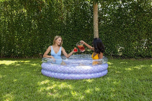 PoolCandy Mermaid Print Inflatable Toys Collection of Pool Floats, Beach Balls, Sunning Pools, Rafts & More. (Mermaid with Glitter Inflatable Sunning)