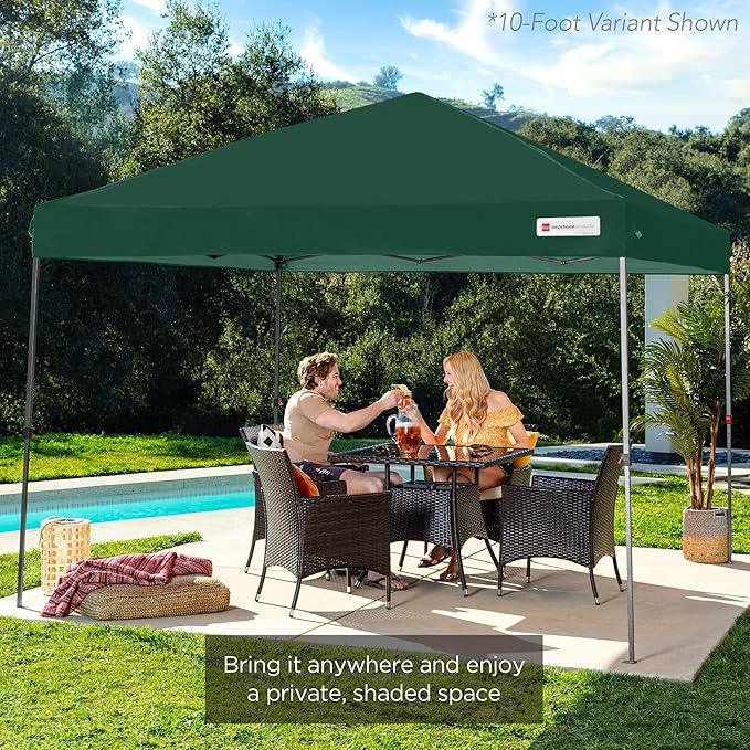 Best Choice Products 8x8ft 1-Person Setup Pop Up Canopy Tent Instant Portable Shelter w/ 1-Button Push, Case, 4 Weight Bags - Dark Green
