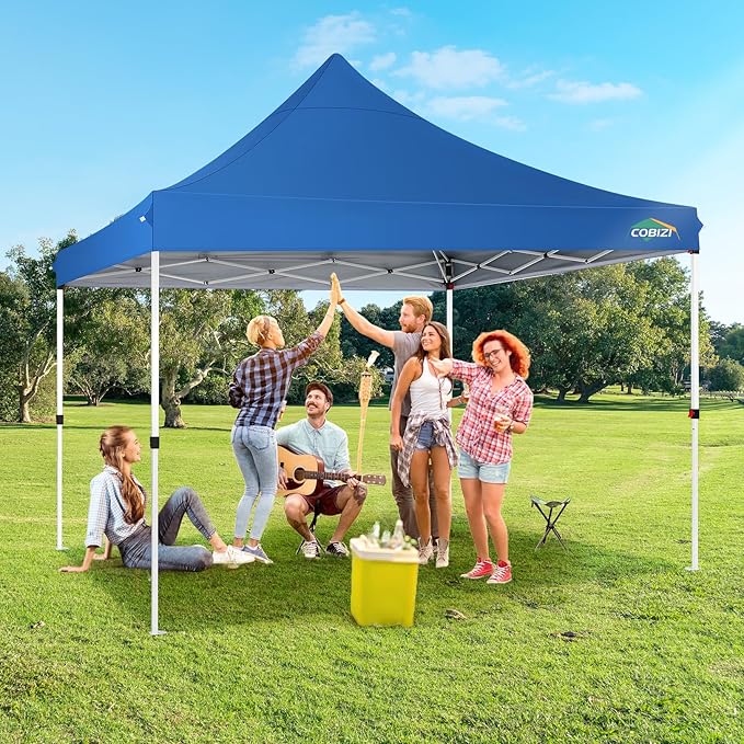COBIZI 10x10ft Pop Up Canopy with 4 Removable Sidewalls, Easy Up Commercial Gazebos, Waterproof and UV50+ Gazebo with Portable Bag, Adjustable Leg Heights, Tents for Parties, with 4 sandbags