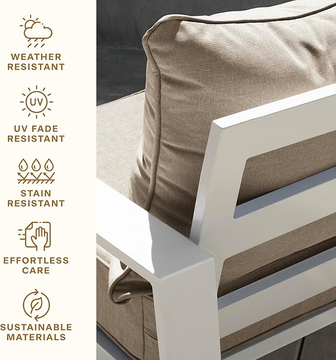 Honeycomb Outdoor Heritage Deep Seat, 24 x 23, Textured Solid Birch Tan Chair Cushion for Patio Furniture