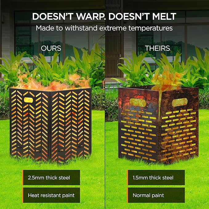 Burn Barrels for Outside for Burning Trash Incinerator Burn Cage for Paper Yard Waste Thick Container Drum Low Smoke Design