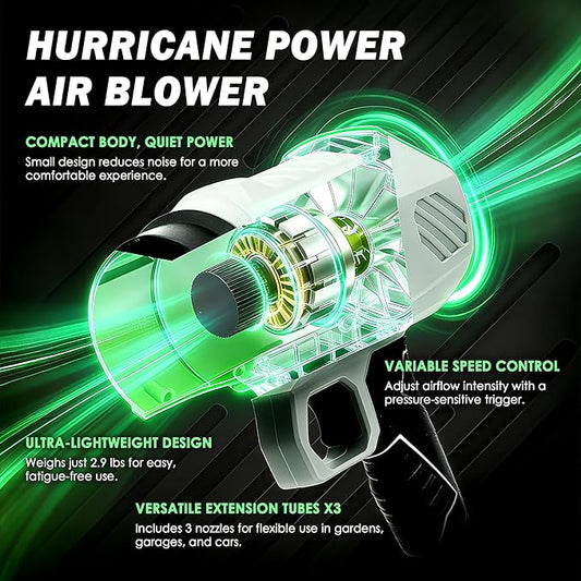 Leaf Blower Cordless, Lightweight Electric Handheld Leaf Blower with 3 Extension Tubes & 2×4.0Ah Batteries, Adjustable Speed, Electric Blower for Lawn Care, Leaves, Dust Cleaning, Light Snow