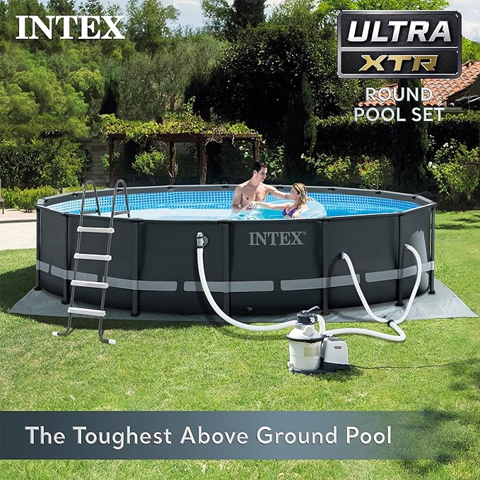 INTEX 26325EH Ultra XTR Deluxe Above Ground Swimming Pool Set: 16ft x 48in – Includes 1500 GPH Cartridge Sand Filter Pump – SuperTough Puncture Resistant – Rust Resistant – Easy to Assemble