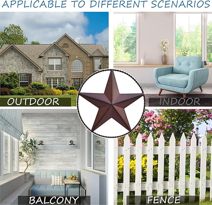 JoyEvy 6.5" Red Metal Barn Star Wall Décor - Wall Art for Farmhouse, Western, Rustic Homes - Outside or Inside of House Decorations