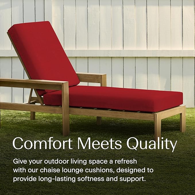 Honeycomb Outdoor Heritage Chaise, 22.5" W x 70" L, Textured Solid Imperial Red Chair Cushion for Patio Furniture