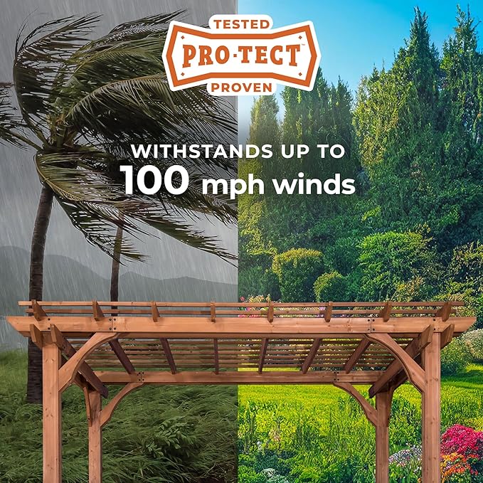 Backyard Discovery Beaumont 20' x 12' Traditional Cedar Wood Pergola Kit with Trellis Roof, All-Season Durability, High-Wind Rating, PowerPort, Shade for Outdoor Patio, Deck, Garden, and Entertaining