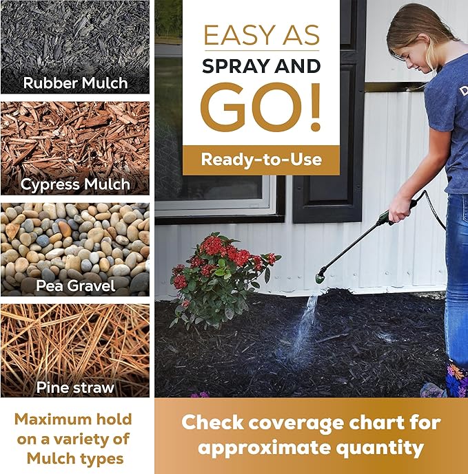 Dominator Mulch Anchor 1 Gallon - Mulch Glue & Rock Glue for Landscaping, Pea Gravel & Bark, Strong Stabilizer & Stone Adhesive, Gravel Binder, Ready to Use, Made in US