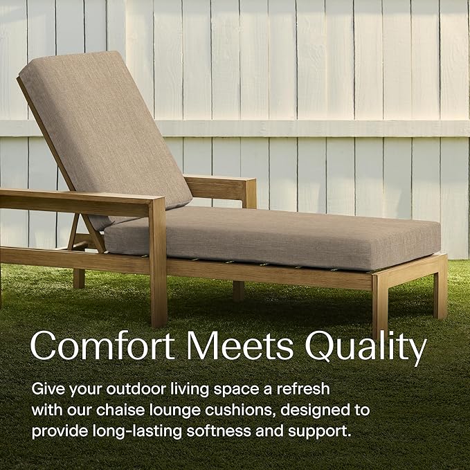 Honeycomb Outdoor Heritage Chaise, 22.5" W x 70" L, Textured Solid Birch Tan Chair Cushion for Patio Furniture