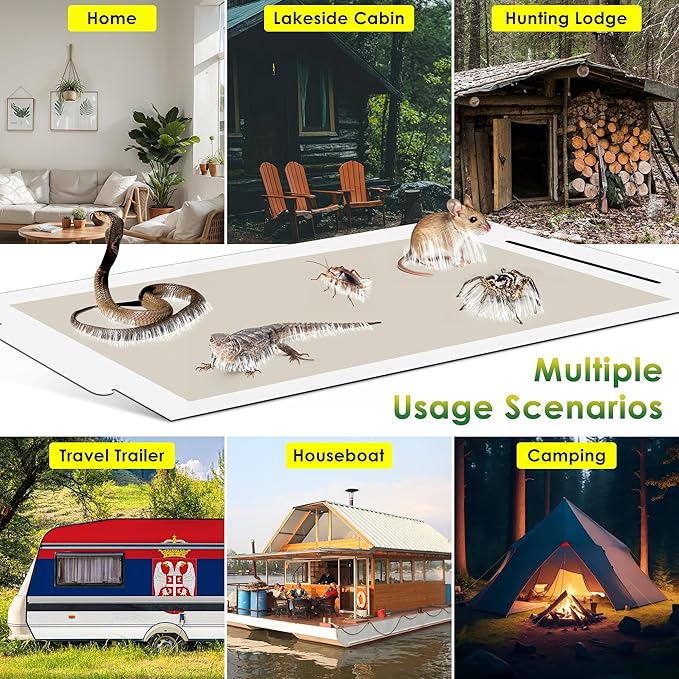 Qualirey 28" x 14" Extra Large Snake Glue Traps 8 Pack, Mouse Sticky Traps Indoor for Home, Non Toxic Glue Boards for Snakes, Rats, Insects, Cockroaches Lizards and Other Pests Pet Safe Pest Control