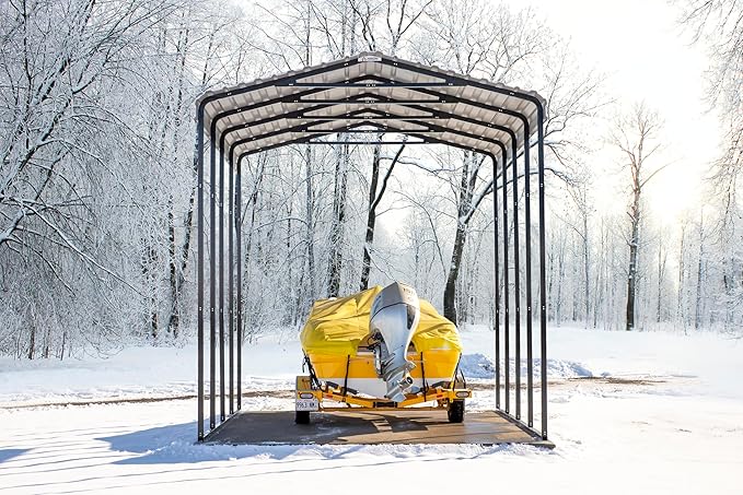 Arrow Carports Galvanized Steel Carport, RV Metal Carport Kit, 14' x 20' x 14', Charcoal