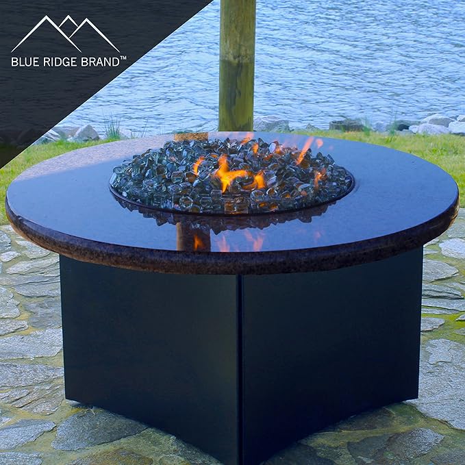 Reflective Fire Pit Glass Cubes - Professional Grade Fire Glass for Fire Pit - 1" Firepit Glass Rock - Glass Stones - Gas & Propane Fire Pit & Fireplace Glass (50 Pound, Clear)
