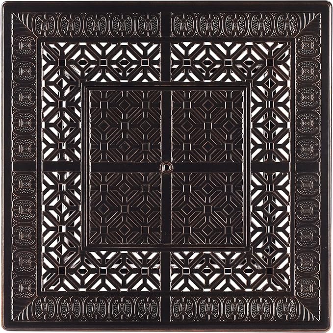 Aluminum 57,0000 BTU 42 in. Square Propane Black Fire Pit Table with Fire Beads, Lid, Propane Tank Cover and Table Fabric Covers in Copper Finish