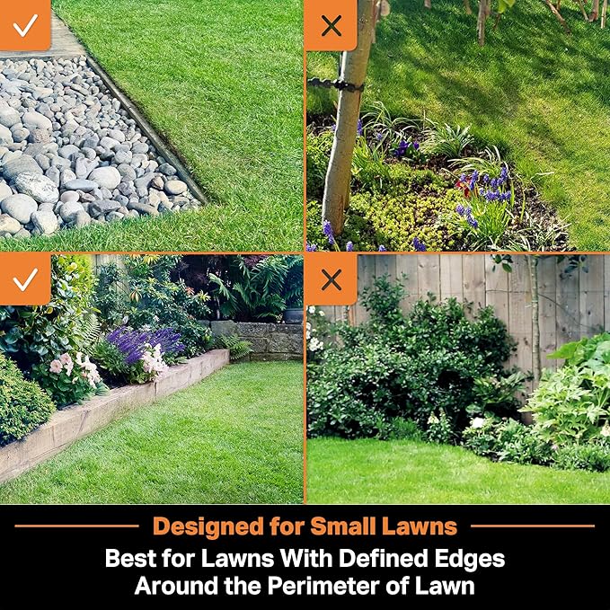 LawnMaster OcuMow™ Perimeter Wire Free Robot Lawn Mower Cuts Small Lawns 1000-2000 Square Feet with Optical Navigation, Obstacle Avoidance, Low Noise and No Go Function