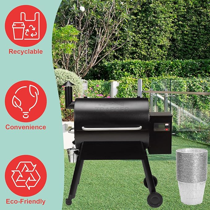 WEBROIL 30 Packs BAC407 Grease Bucket Liner for Traeger Pro 575/870 Grill Tray liner, Traeger Ironwood 650/885 Bucket Liner Accessories,Traeger Drip Tray liner 20, 22, 34 Series Pellet Grill,4.9" x 4"