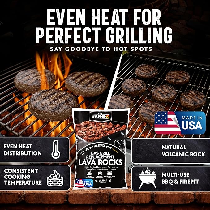 7 Lb. Bag of Natural Lava Rocks for Backyard BBQ Cooking, Burner Grill, Firepit, Bonfires, Campfire, Indoor Fireplace, Fire Bowl, Lava Rocks for Gas Grill Charbroilers by FryOilSaver Co. (Pack of 1)