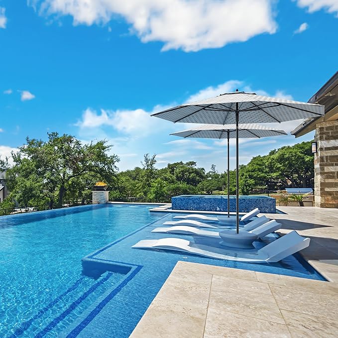 Midtown Umbrellas Push Pop Sunbrella Umbrella 9 Feet Outdoor Umbrella in Infused Gem Fabric - Patio Umbrella, Backyard Umbrella, Garden Umbrella, Picnic Table Umbrella & Pool Umbrella - Black Pole