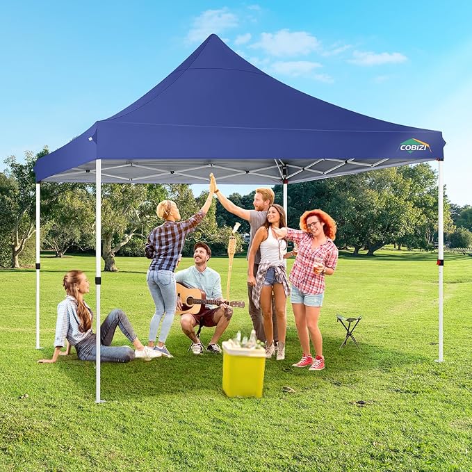 COBIZI 10x10ft Pop Up Canopy with 4 Removable Sidewalls, Easy Up Commercial Gazebos, Waterproof and UV50+ Gazebo with Portable Bag, Adjustable Leg Heights, Tents for Parties, with 4 sandbags